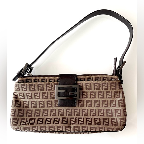 FENDI Zucchino Baguette Shoulder Bag - Picture 1 of 17
